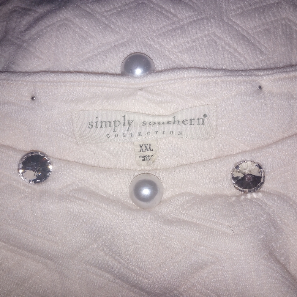 Simply Southern Cream Quilted Dress W Pearl & Rhinestones Sizes L, XL NWOT - Picture 9 of 10
